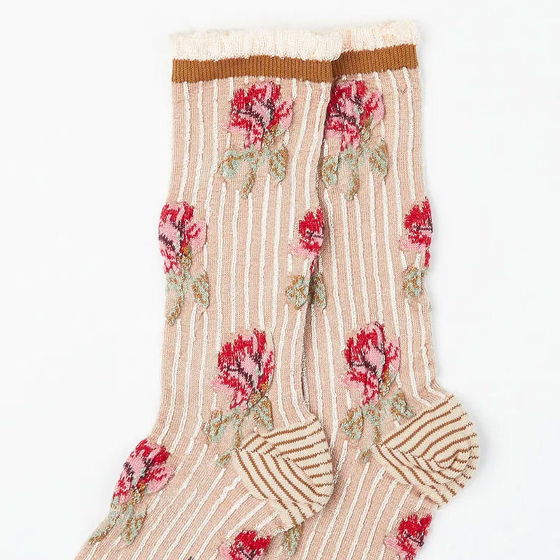 Exquisite J - Chaussettes CA54 - Beige et Rose