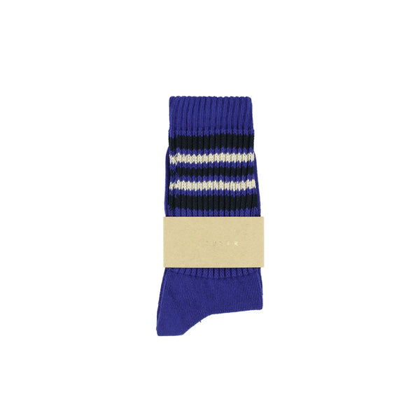 Escuyer - Chaussettes 5 rayures - Bleu écru