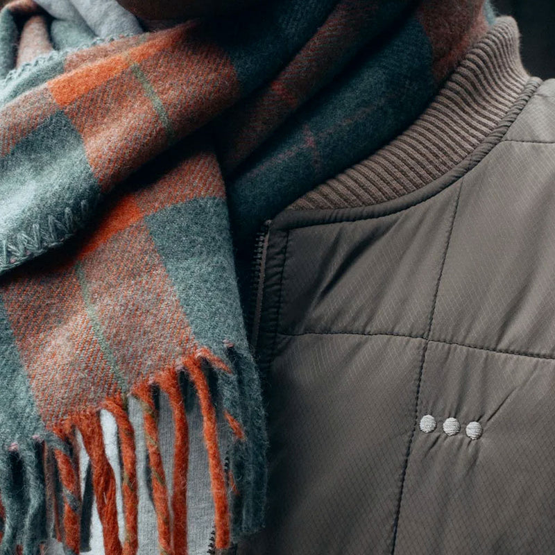 Later - Echarpe en laine - Tartan Orange & Vert