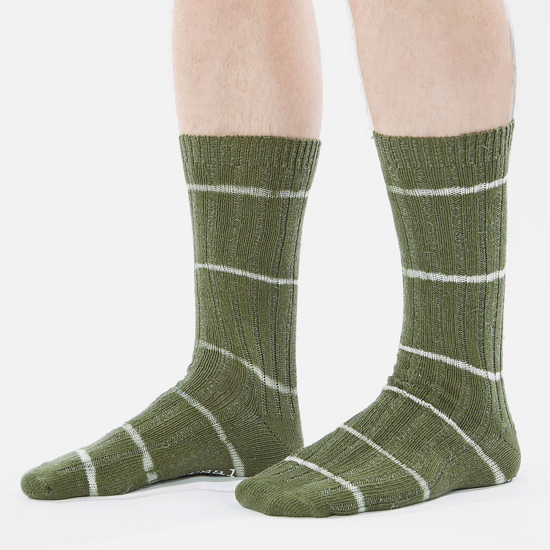 Universal Works - Chaussettes Tye Dye - Olive