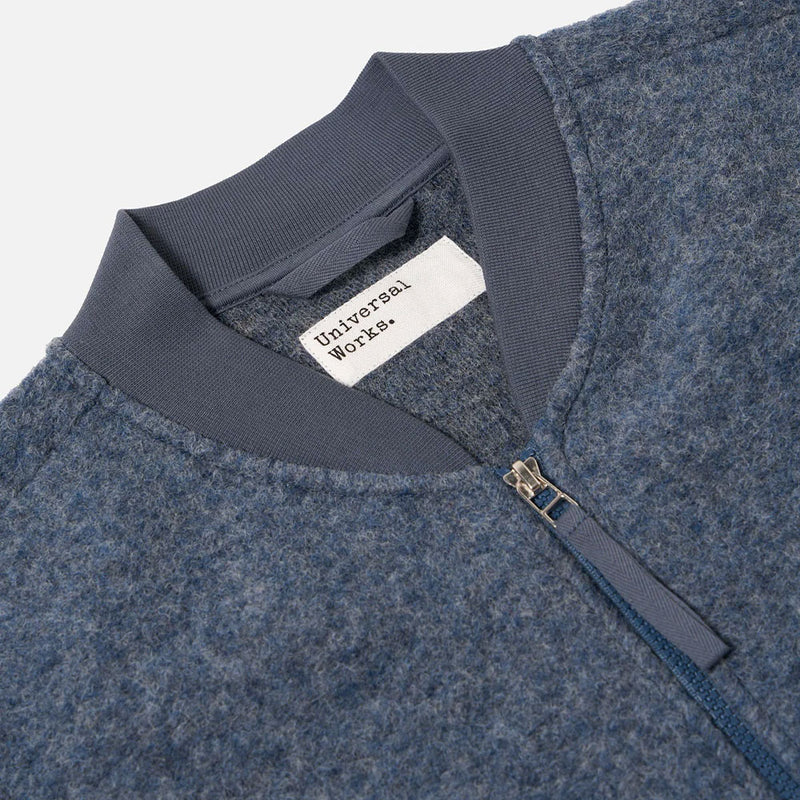 Universal Works - Veste Laine Zip - Bleu