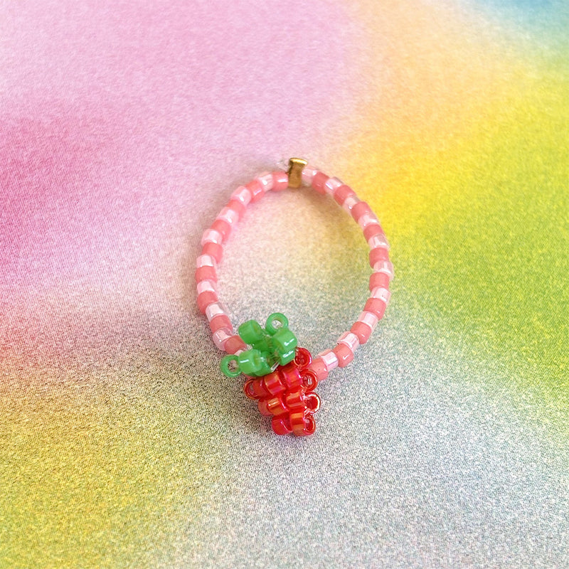 Hiiri - Bague Fraise elastique - Rose