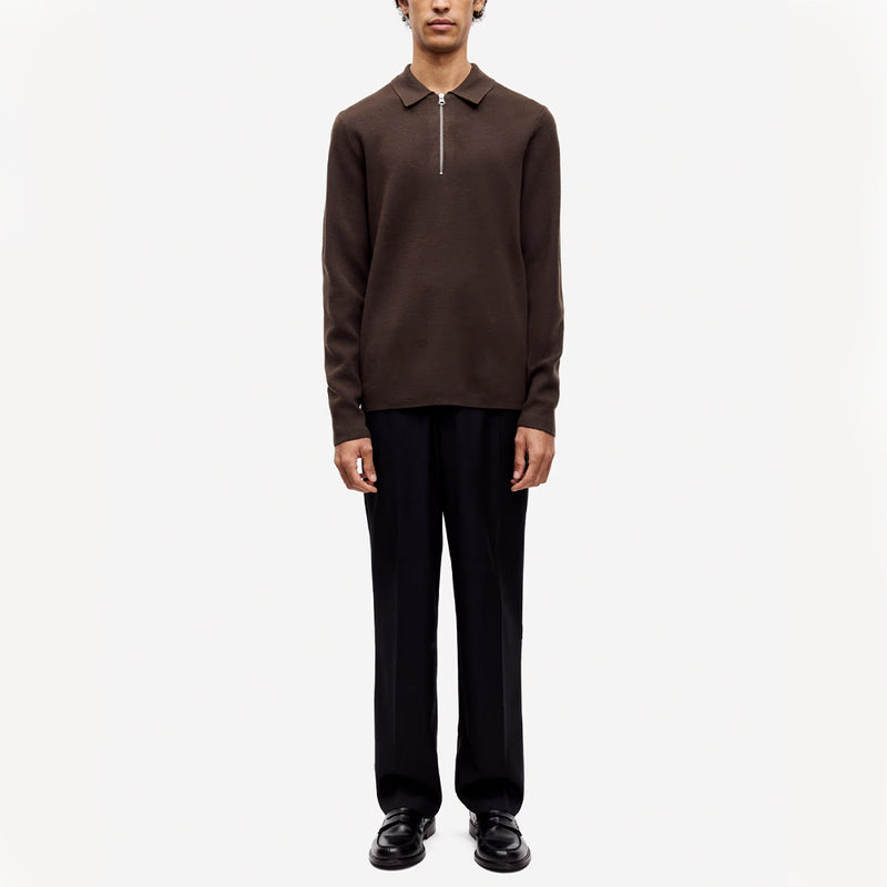 Samsoe Samsoe - Polo Guna Half Zip - Turkish Coffee