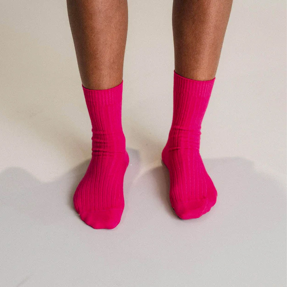 Baserange - Ribbed Mid-Calf Socks - Ovid Pink
