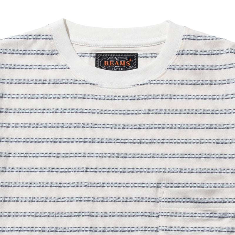 Beams Plus - T-shirt jacquard - Blanc
