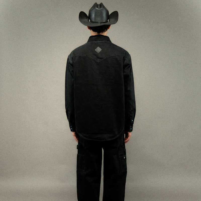 Caleb - Chemise Western Twill - Noir