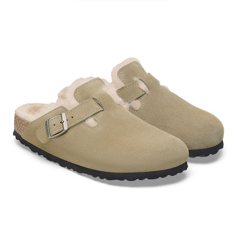 Birkenstock - Sabots Boston en Fourrure - Taupe