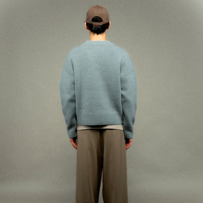 Caleb - Pull Col Rond Brodé - Pearl Grey