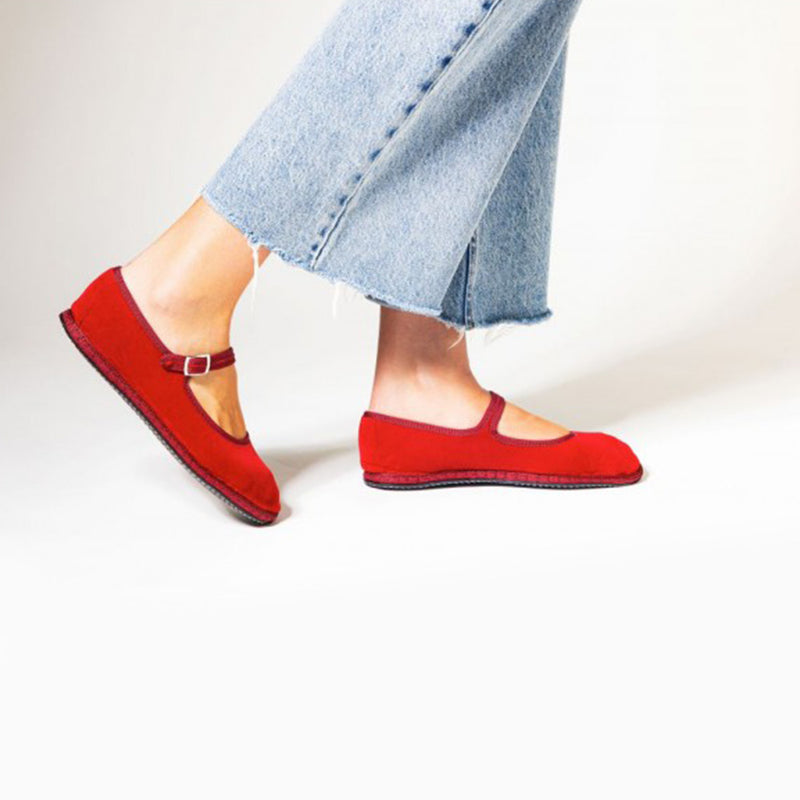 Drogheria Crivellini - Ballerines Jane Velvelt à attache - Cardinal