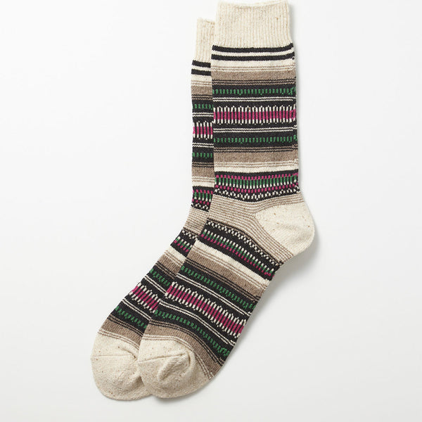 Rototo - Chaussettes tapisserie mexicaine - Vert/Rose