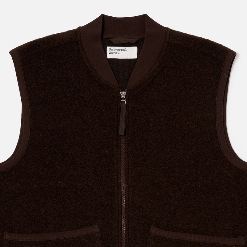 Universal Works - Veste Laine Zip - Marron