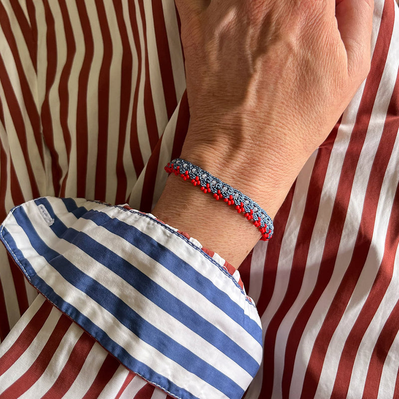 Ottomania - Bracelet crochet Meadow - Bleu & Rouge