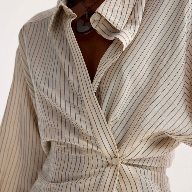 Rohe - Chemise Rayures Asymétriques  - Crème