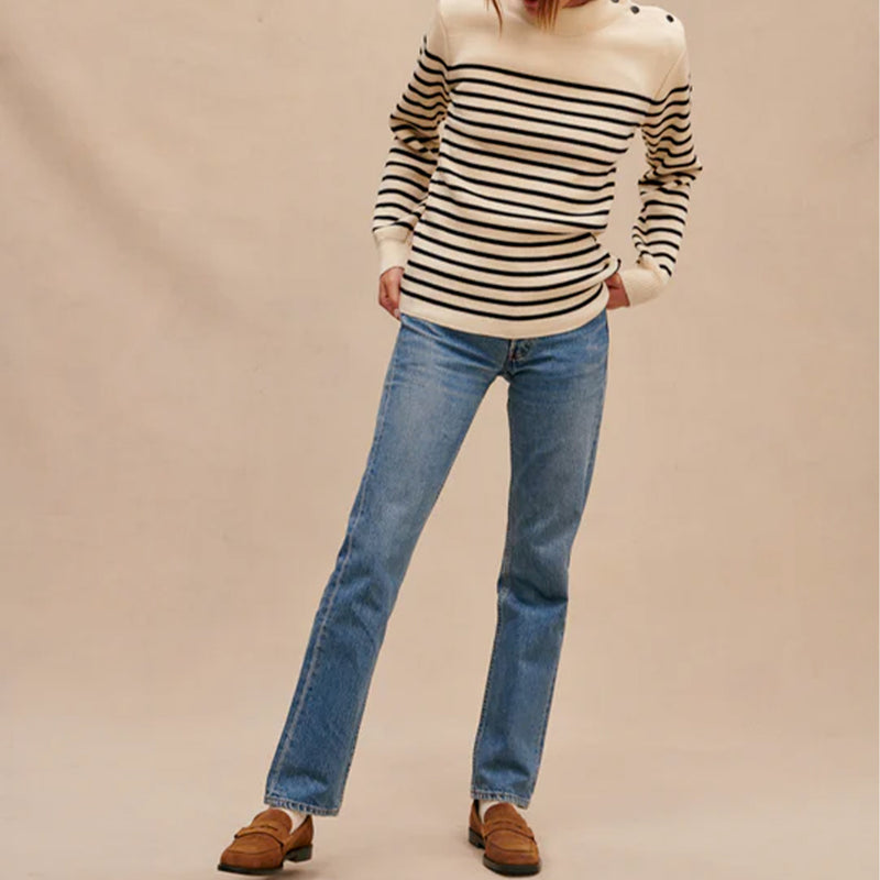 Le Minor - Pull Marin Rayures - Ecru & Marine