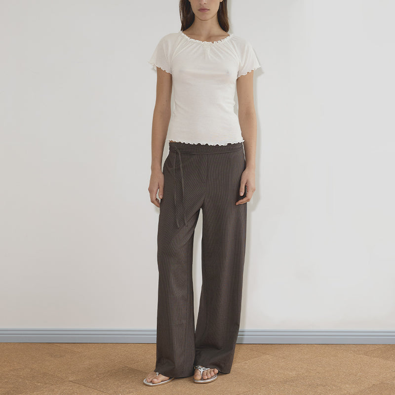 Deiji Studio - Pantalon Double Belted - Brown Stripe