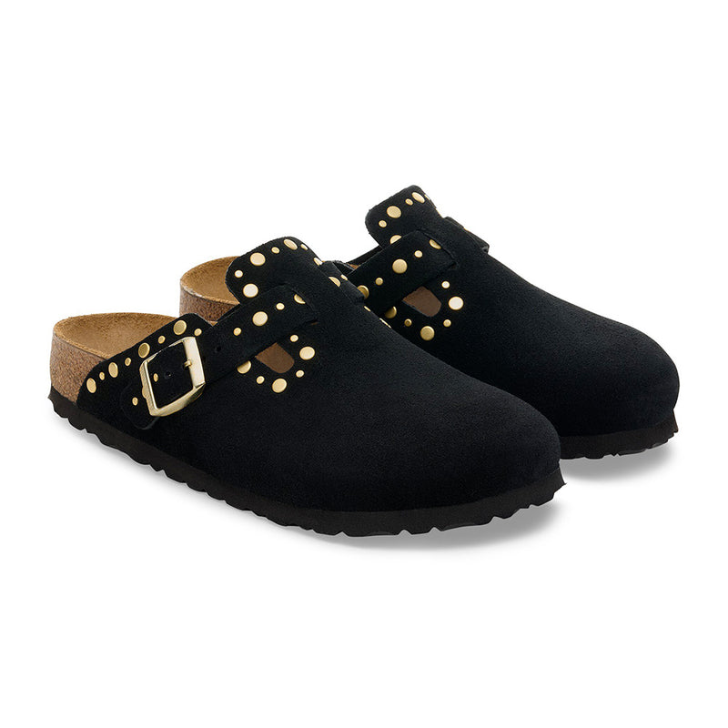 BIRKENSTOCK - Sabots Boston Rivet Suede - Lit de pied souple - Noir