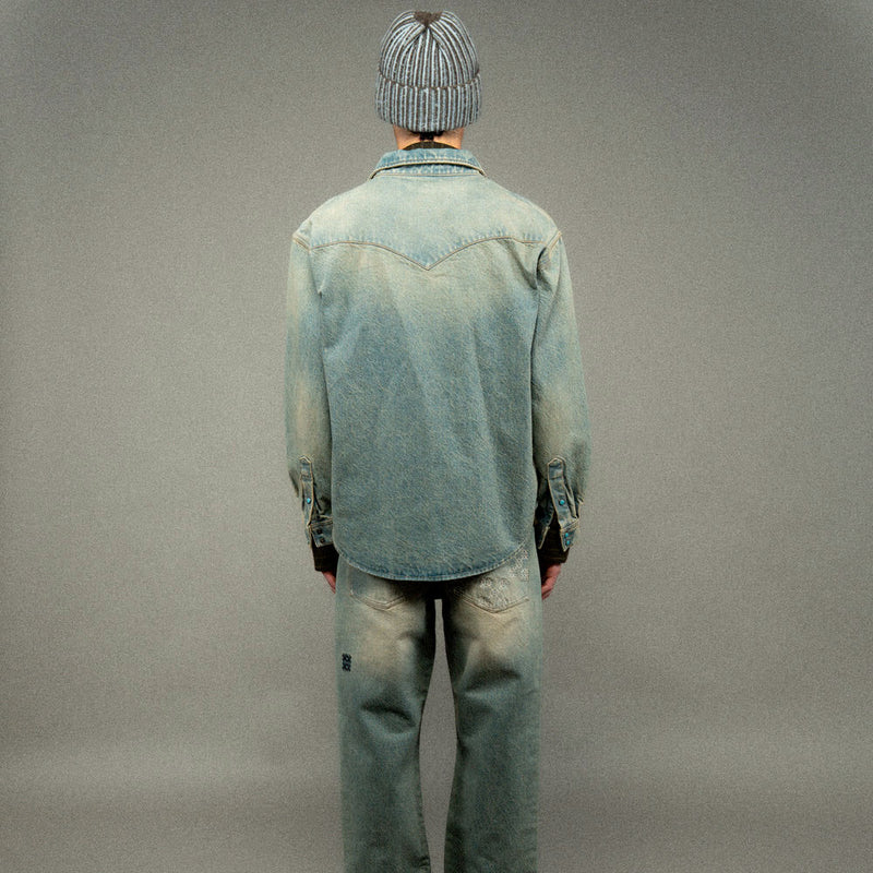 Caleb - Chemise Western Denim - Bleu