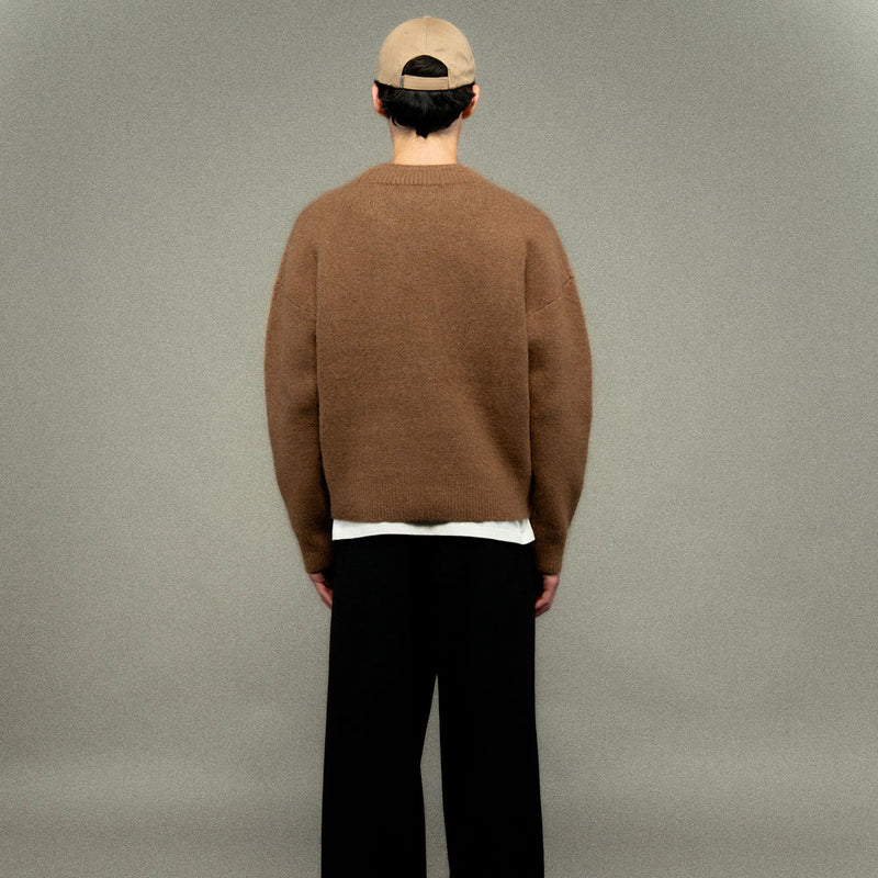 Caleb - Pull Col Rond Brodé - Tabacco Camel