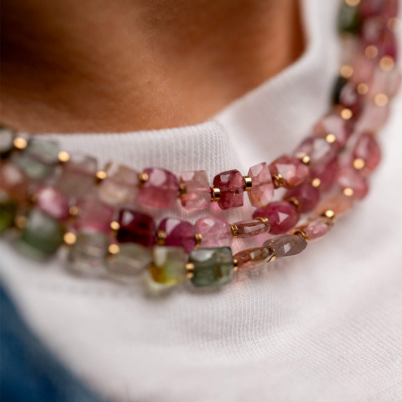 Luj - Collier ras de cou en Tourmaline Sylvia - Rose