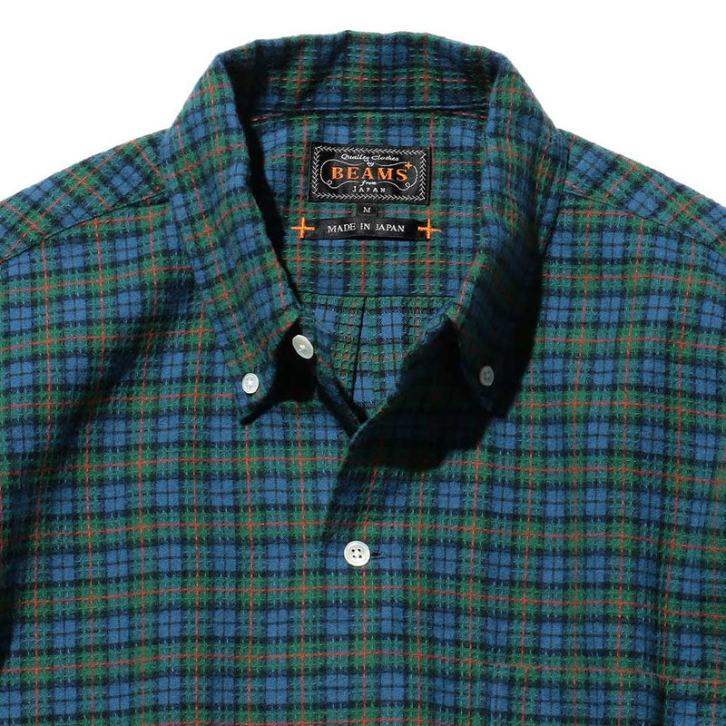 Beams Plus - Chemise à carreaux - Bleu/Vert
