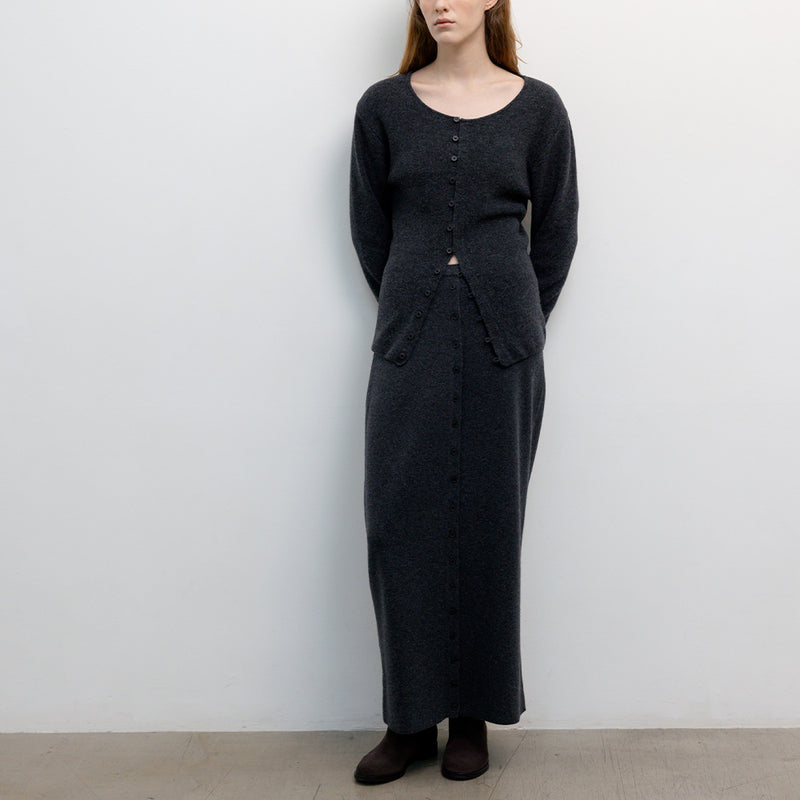 Le 17 septembre - Jupe Button Straight Knit - Charcoal