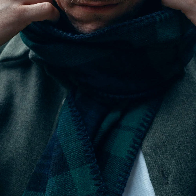 Later - Echarpe en laine - Tartan Marine & Vert
