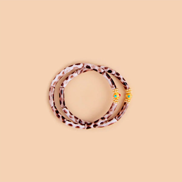 Juhu - Bracelet Duo Mini Leo - Blanc & Marron