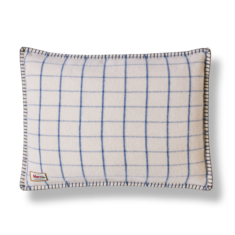 Coussin Merci - Carreaux Bleu Shibori