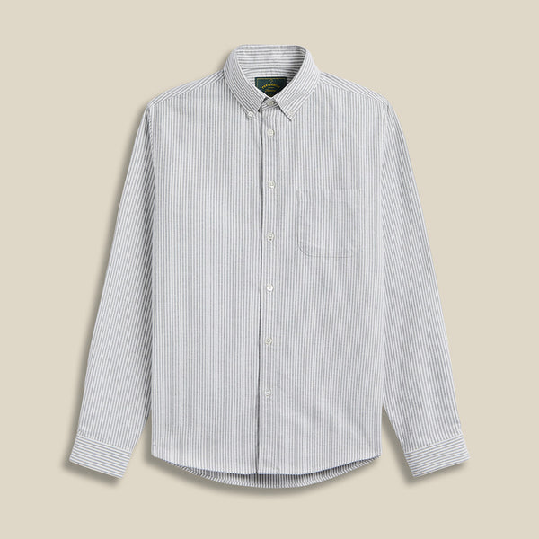 Portuguese Flannel - Chemise Brushed Oxford Rayures - Vert Moss