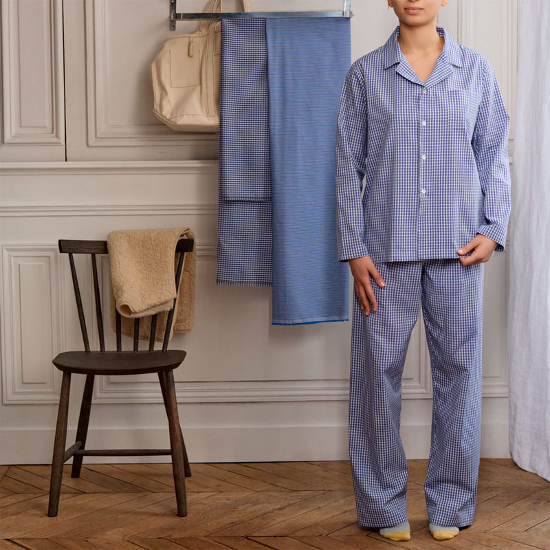 Merci - Pyjama en Coton - Carreaux Bleu