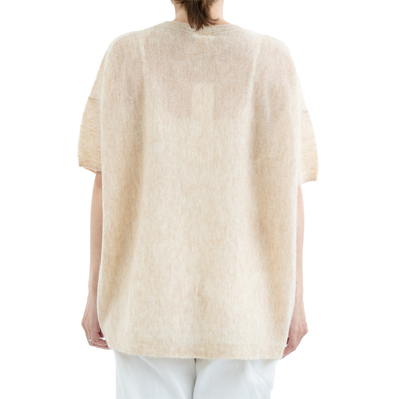 C.T.plage - Pull Col Rond Demi-Manches - Beige