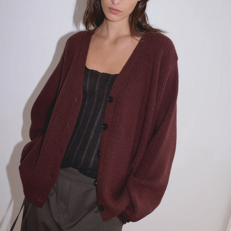 Deiji Studio - Cardigan Flounce - Burgundy