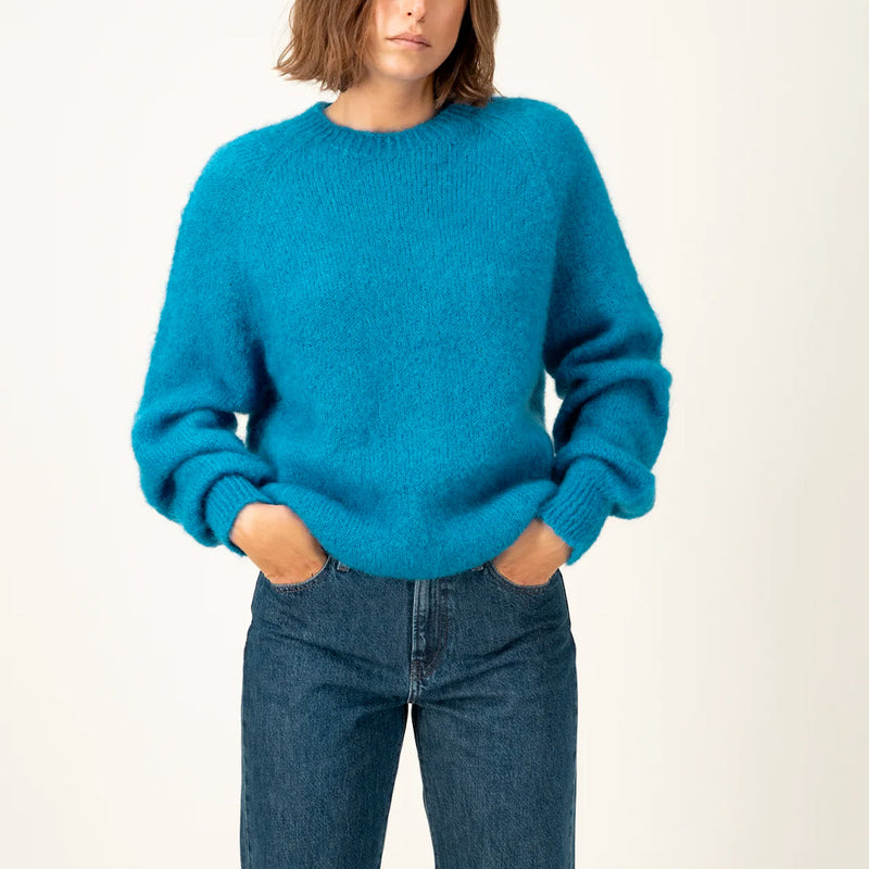 Tricots Jean Marc - Pull Anouch Col Rond - Bleu Canard