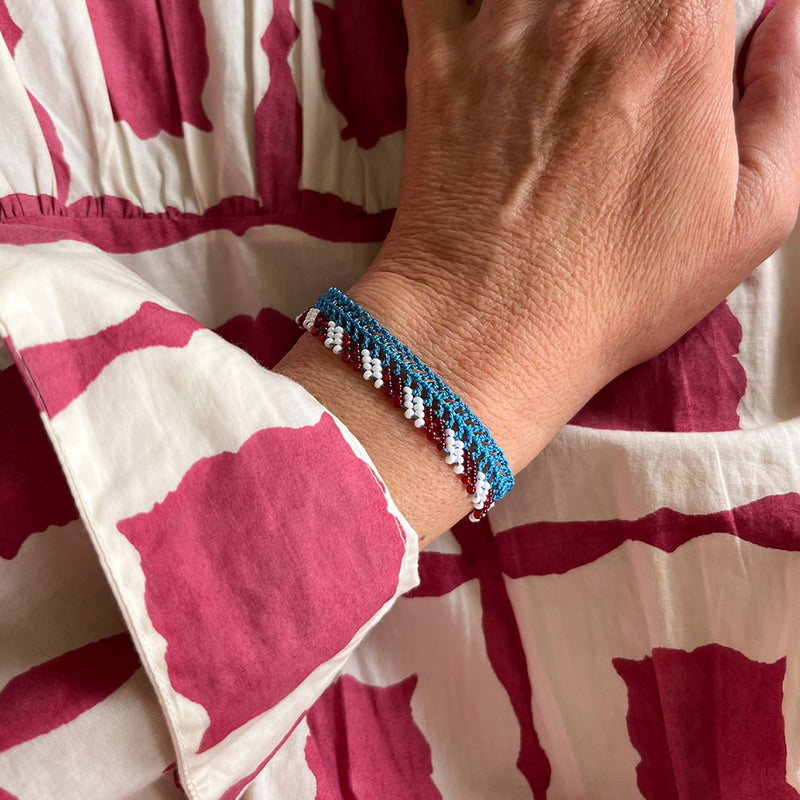 Ottomania - Bracelet crochet Stripes - Bleu