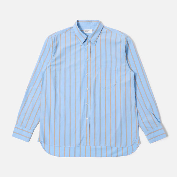 Universal Works - Chemise Lazy Day - Bleu à rayures