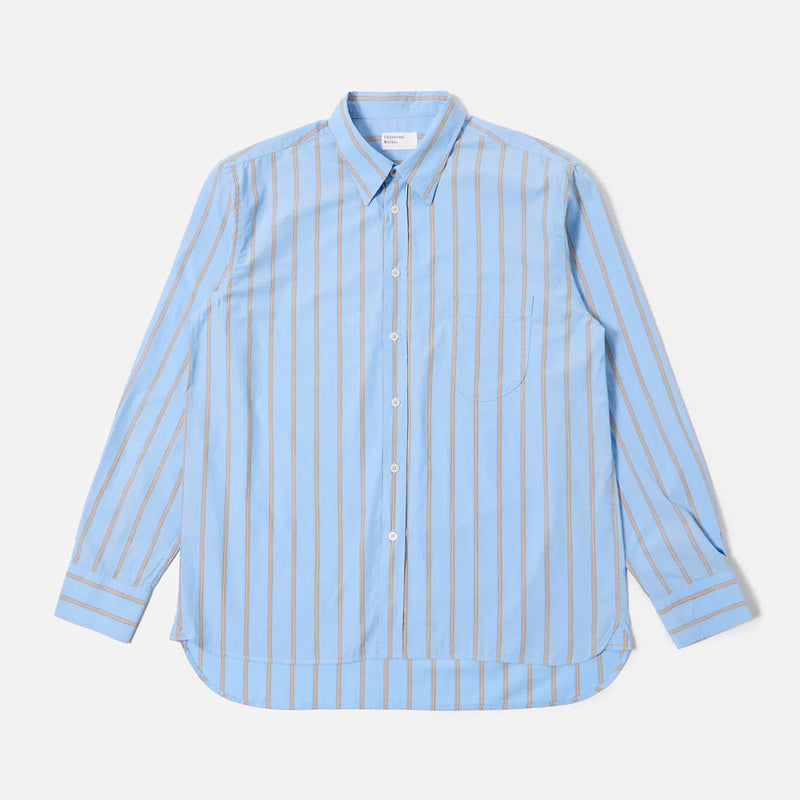 Universal Works - Chemise Lazy Day - Bleu à rayures