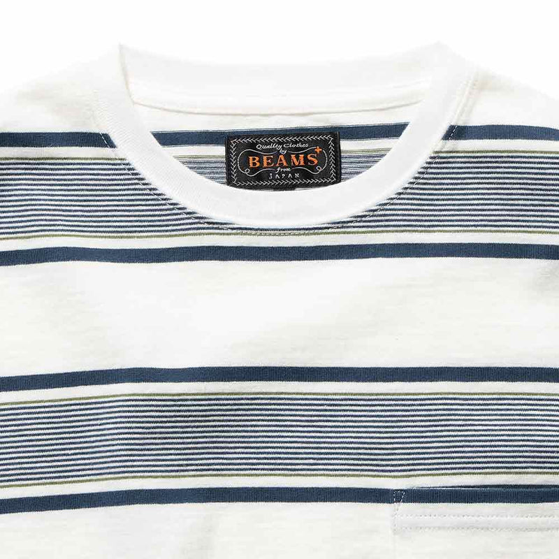 Beams Plus - T-shirt Stripe - Blanc