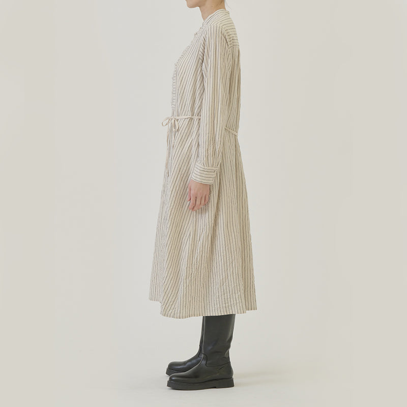 Pas de Calais -  Robe Brossée Rayures - Ivoire