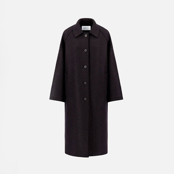 Harris Wharf London - Manteau Balmacaan - Marron et Bleu