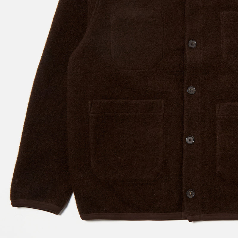 Universal Works - Cardigan Laine - Marron