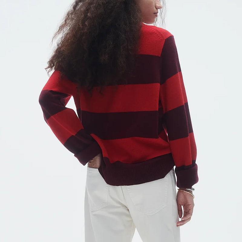 Guest In Residence - Pull Stripe Crew - Rouge & Prune