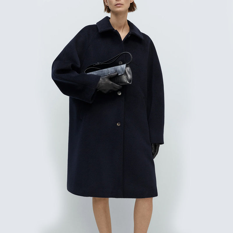 Cordera - Manteau Laine Boutons - Marine