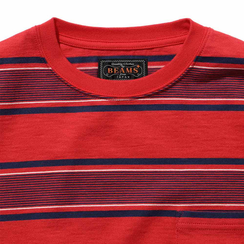 Beams Plus - T-shirt Stripe - Rouge