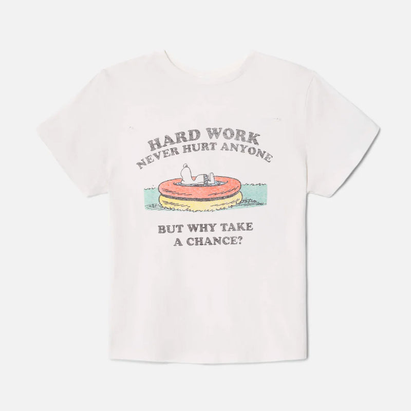 RE/DONE -T-Shirt Snoopy Hard Work - Blanc