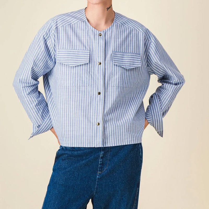 Sixsoeurs - Chemise Brad - Beige & Bleu