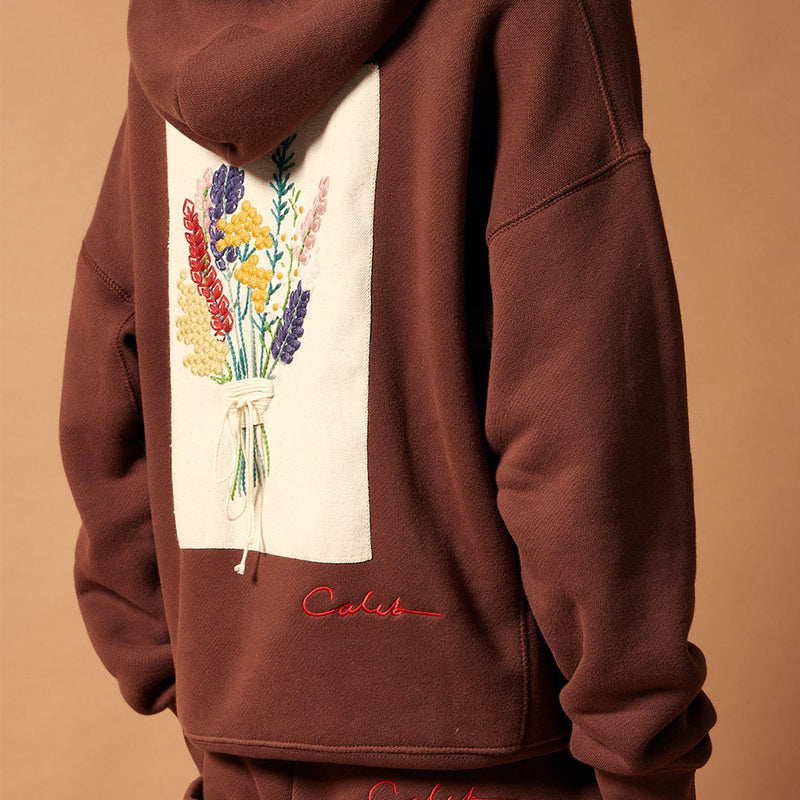 Caleb - Hoodie Caleb Bouquet brodé - Marron