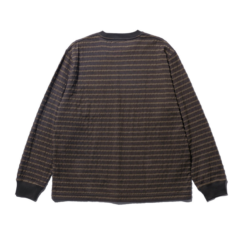 Beams Plus - T-shirt à rayures jacquard - Gris