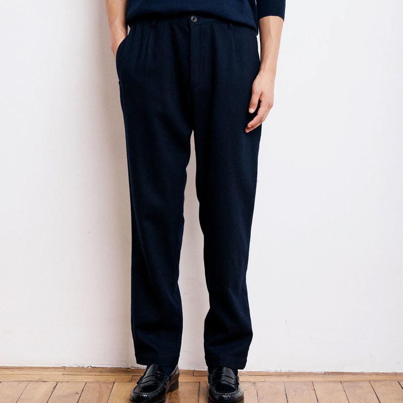 Hartford - Pantalon Tanker Flanelle - Bleu Marine