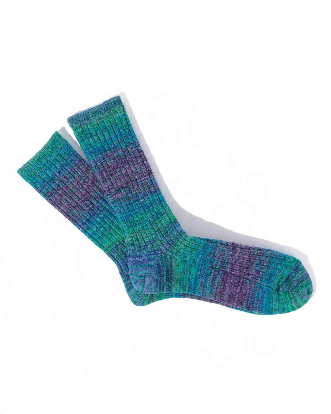 Chaussettes Merci Paris Anonymous ISM Splash en maille côtelée aux nuances dégradées de bleu, vert et violet