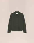 Surchemise Reed NN.07 en laine mérinos bouillie vert foncé, coupe droite avec fermeture boutonnée, chez Merci Paris